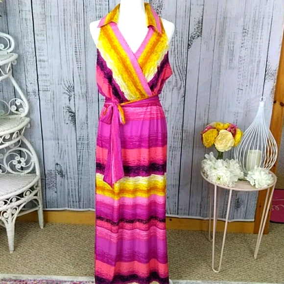MSK Dresses & Skirts - MSK Maxi Dress with Faux Wrap Bodice Size XL